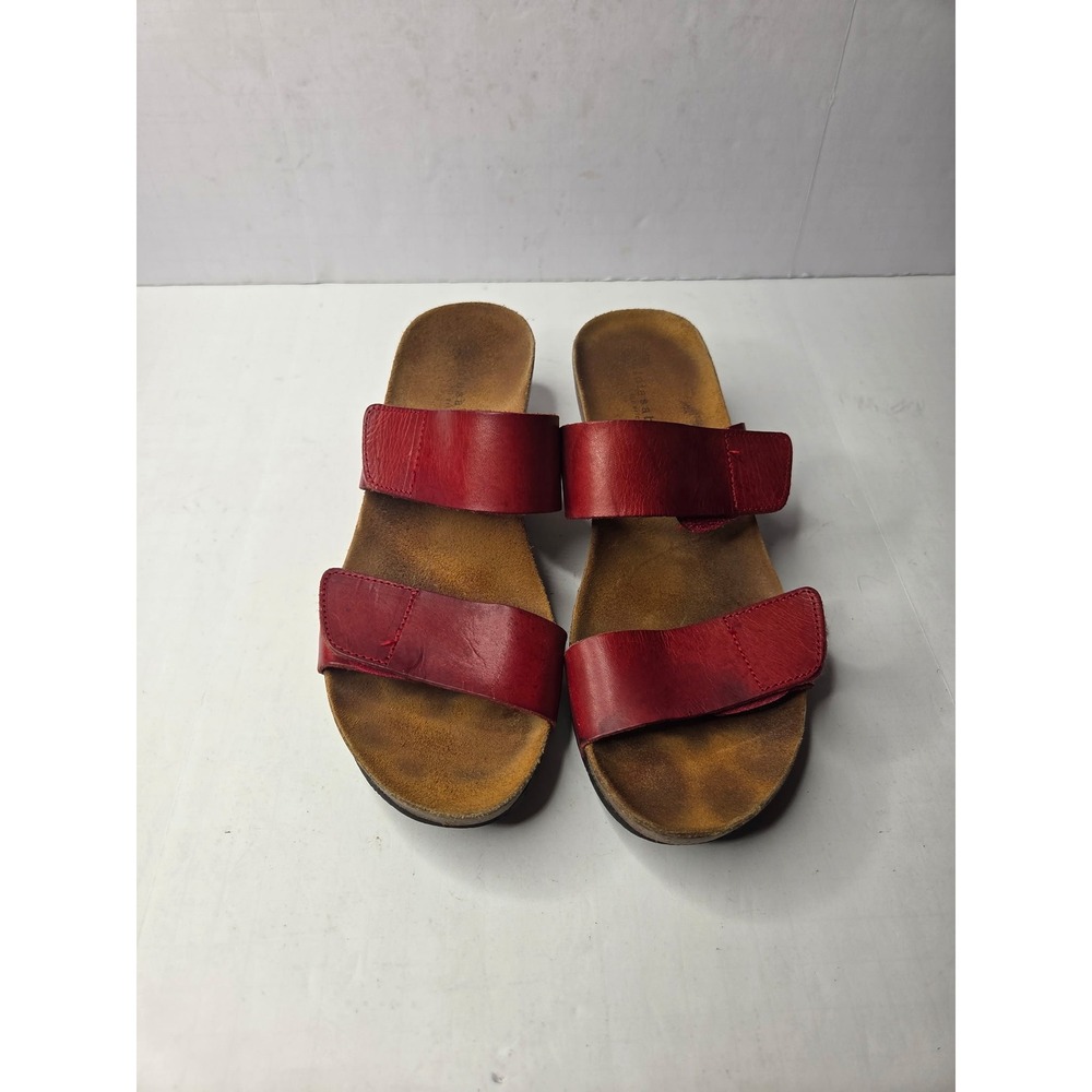 Isasabbia by Eric Michael Red Leather Wedge Slide Sandals Italy Size 40 Womens